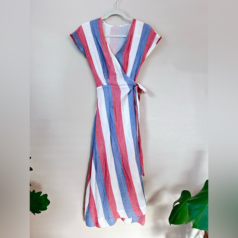 Marine Layer multicolor midi wrap dress XS